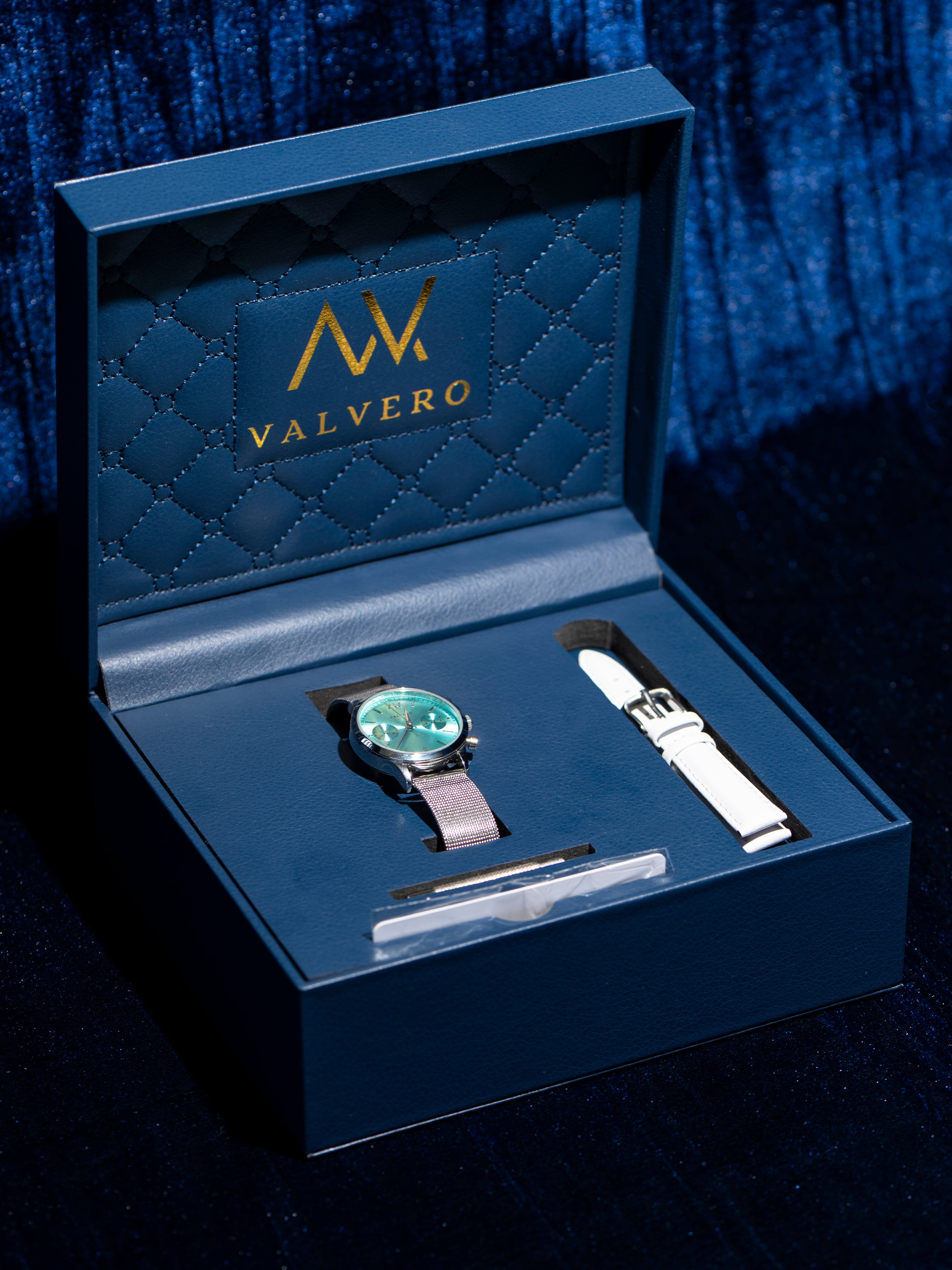 Timeless Set ~ Aire Sterling Teal Watch & Vero Bracelet Sterling Silver