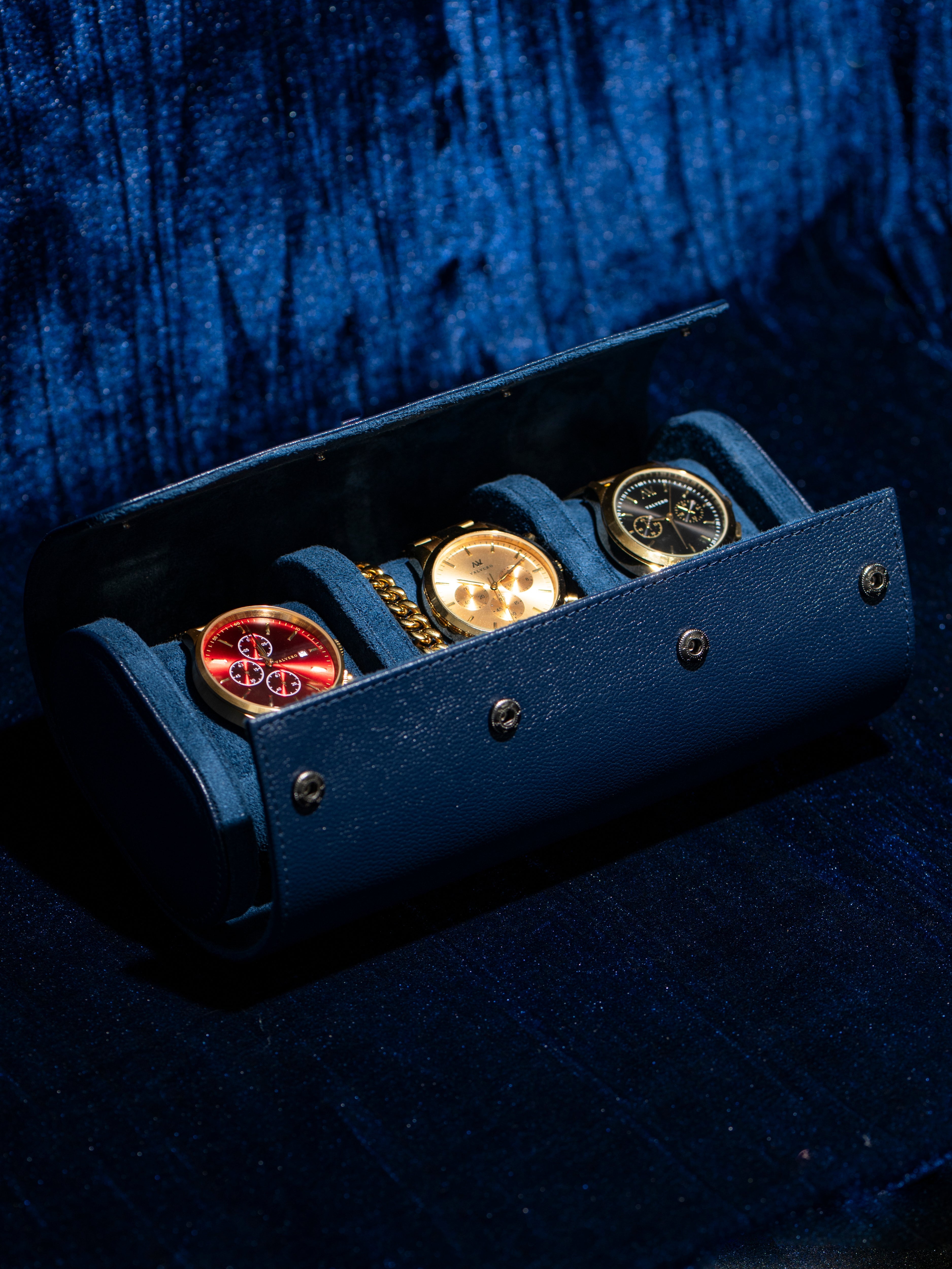 VALVERO Signature Watch Travel Case – Premium 3-Slot Leather Organiser