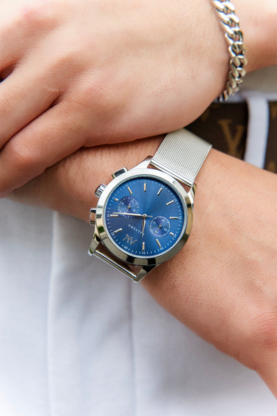 Timeless Set ~ Inferno Sterling Sapphire Watch & Vero Bracelet Sterling Silver