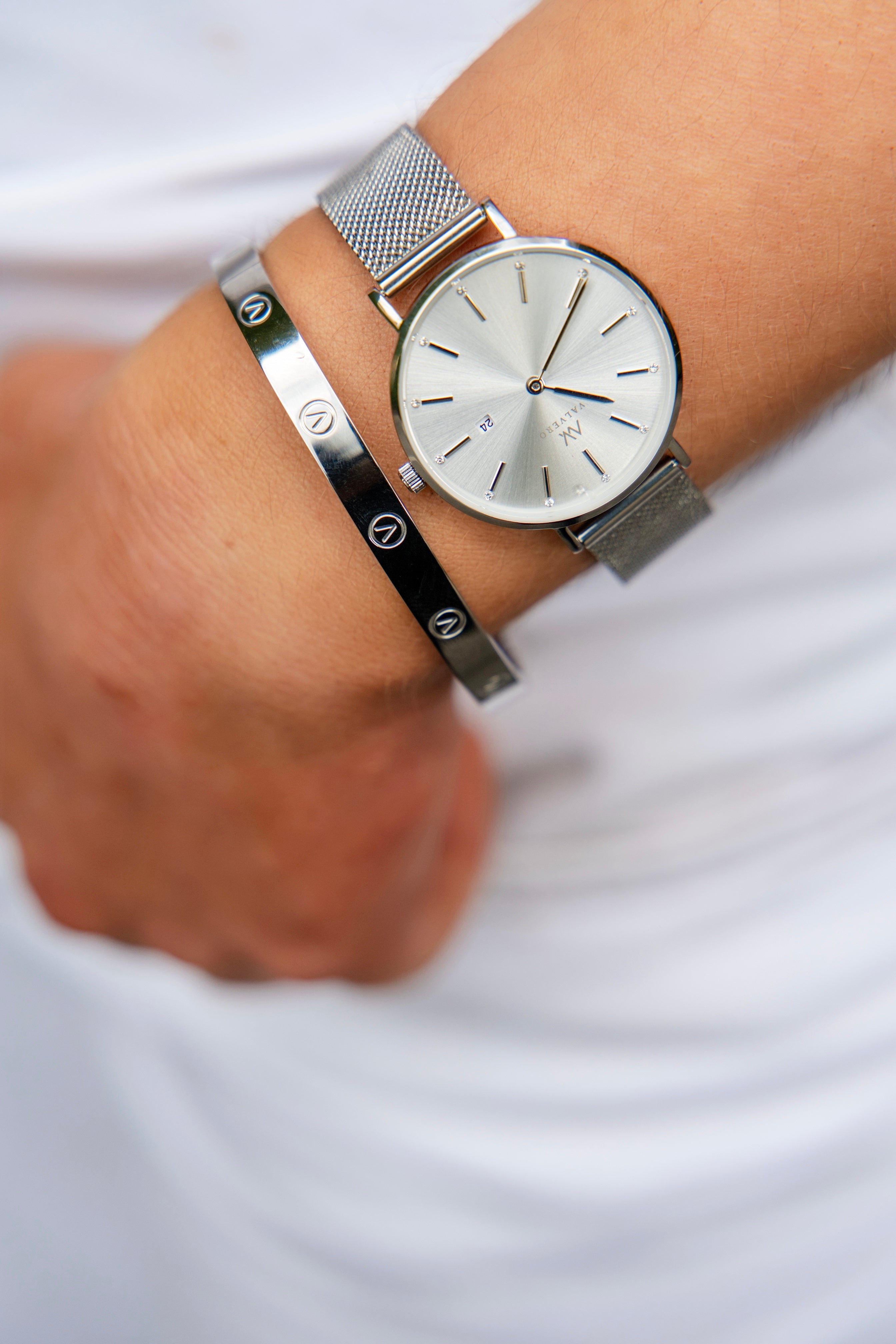 Signature Set ~ Amara Sterling Silver Petite Watch & Sterling Velora Bangle